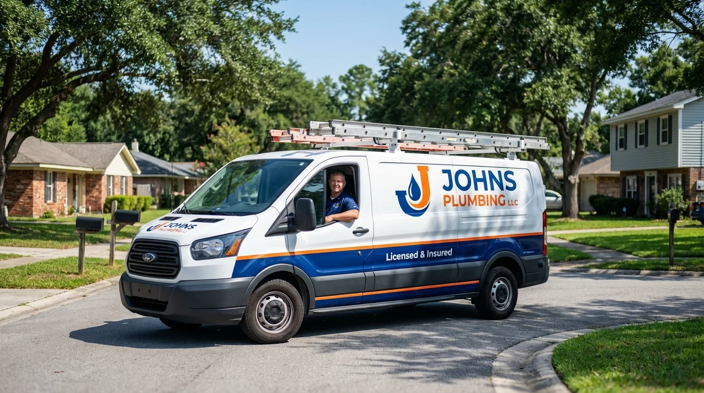 Johns Plumbing LLC service van in Heber Springs, AR