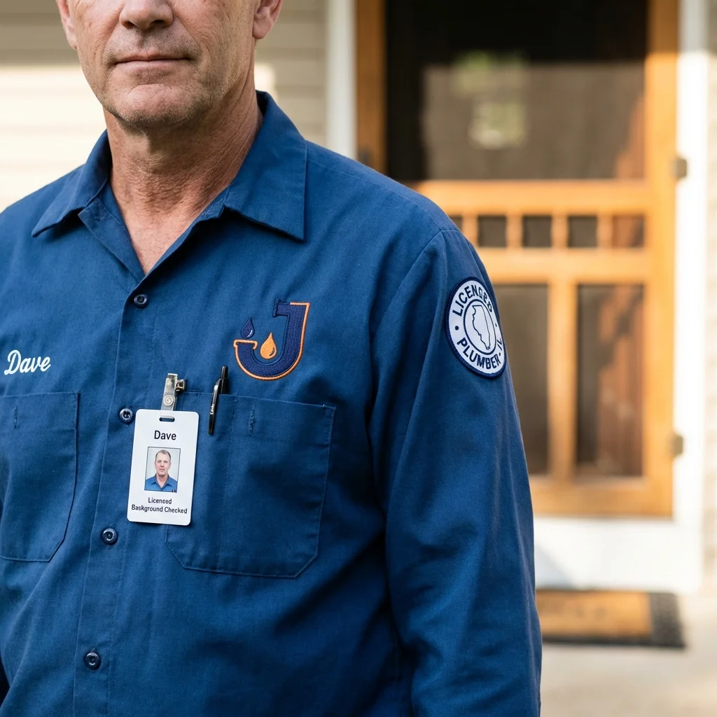 Licensed plumber showing ID badge in Heber Springs, AR