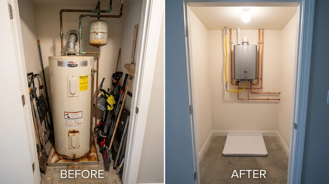Tank water heater versus wall-mounted tankless unit comparison for Heber Springs, AR homeowners